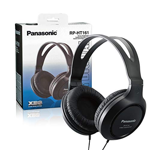 Panasonic Full-Sized, Lightweight Long-Cord Headphones – RP-HT161-K (Black)