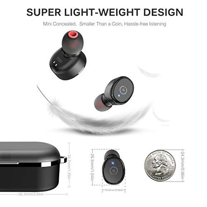 TOZO T10 Bluetooth 5.0 Wireless Earbuds with Wireless Charging Case IPX8 Waterproof TWS Stereo Headphones in Ear Built in Mic Headset Premium Sound with Deep Bass for Sport Black