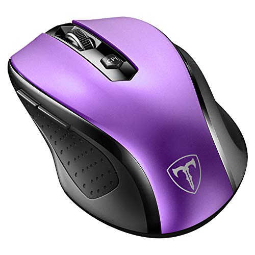 VicTsing Wireless Mouse, 2.4G 2400DPI Ergonomics Cordless Mouse with USB Receiver, Finger Rest, 5 Adjustable DPI Levels, Mobile USB Mice for Chromebook Notebook MacBook Laptop Computer PC, Purple