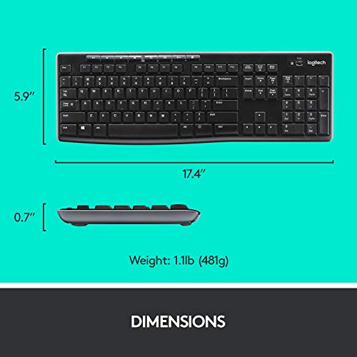 Logitech MK270 Wireless Keyboard and Mouse Combo - Keyboard and Mouse Included, 2.4GHz Dropout-Free Connection, Long Battery Life