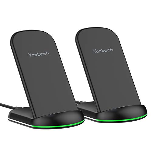 Yootech Wireless Charger,[2 Pack] 10W Max Qi-Certified Wireless Charging Stand, Compatible with iPhone SE 2020/11 Pro Max/X/8,Galaxy S21/S20/Note 10/S10 Plus(No AC Adapter)