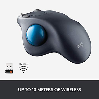 Logitech M570 Wireless Trackball Mouse – Ergonomic Design with Sculpted Right-Hand Shape, Compatible with Apple Mac and Microsoft Windows Computers, USB Unifying Receiver, Dark Gray