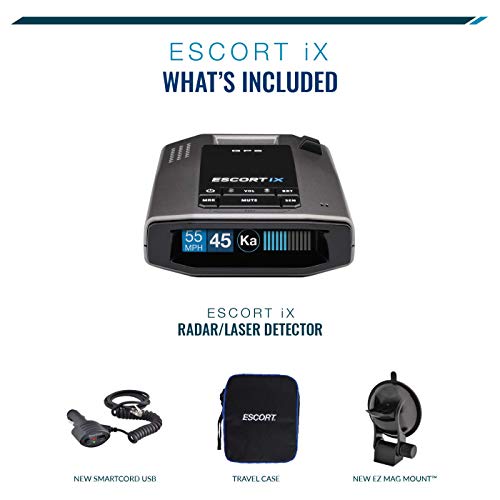 ESCORT IX Laser Radar Detector - Auto Learn Protection, Extreme Long Range, Bluetooth, Voice Alerts, OLED Display, Escort Live, Black