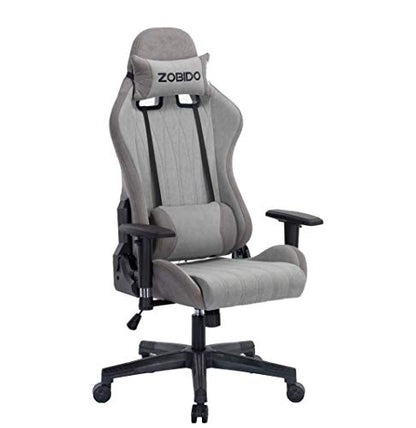 ZOBIDO Gaming Chair Office Comfortable Chair High Back Computer Chair tapa PC Racing Executive Ergonomic Adjustable Swivel Task Chair with Headrest and Pillow Pouch (Grey)