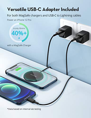 RAVPower Magnetic Wireless Charger iPhone 12 Charger【Mini Type C PD Adapter Included】 Fast Wireless Charging Pad Compatible with MagSaf-e Stand iPhone 12 Pro Max/Mini/AirPods Pro