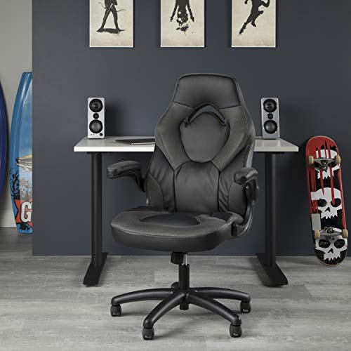 OFM ESS Collection Racing Style Bonded Leather Gaming Chair, in Gray (ESS-3085-GRY)