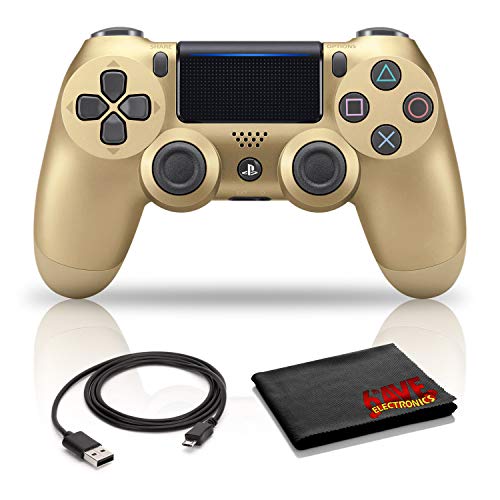 Playstation 4 DualShock 4 Wireless Controller (Gold) Bundle with Micro USB Cable + Cleaning Cloth