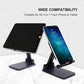 Tihoo Cell Phone Stand for Desk, Portable Tablet Phone Holder Stand with Weighted Base, Angle Height Adjustable Mobile Phone Stand, Phone Stand for All Smart Phone, iPad, Kindle, Switch (Black)