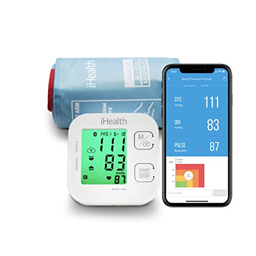 iHealth Track Wireless Upper Arm Blood Pressure Monitor with Wide range Cuff that fits Standard to Large Adult Arms , Bluetooth Compatible for Apple & Android Devices