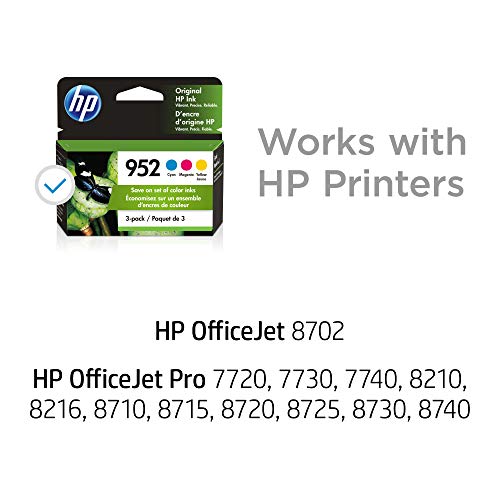 HP 952 | 3 Ink Cartridges | Cyan, Magenta, Yellow | L0S49AN, L0S52AN, L0S55AN