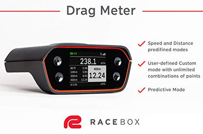 RaceBox 10Hz GPS Based Performance Meter Box with Mobile App - Car Race Lap Timer and Drag Meter - Racing Accelerometer Data Logger