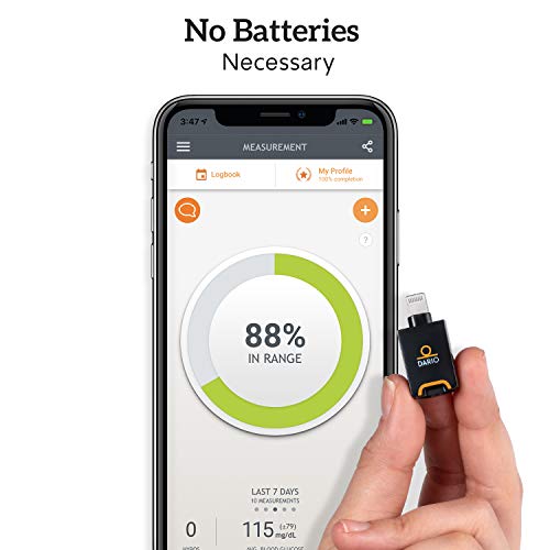 Dario Blood Glucose Monitor Kit Test Your Blood Sugar Levels and Estimate A1c. Kit Includes: Glucose-Meter with 25 Strips,10 Sterile lancets and 10 Disposable Covers (iPhone)