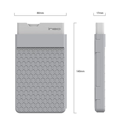 ineo USB 3.0 Tool-Free External Hard Drive Enclosure for 2.5 inch 9.5mm & 7mm SATA HDD SSD with UASP Supported and Screwless (USB 3.0 Type A) [T2578]