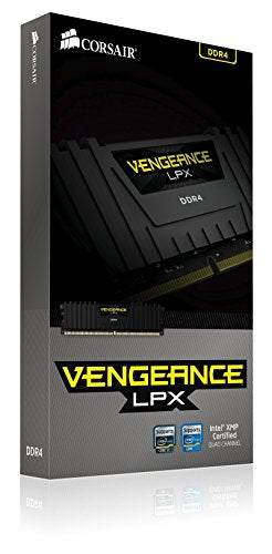 Corsair CMK16GX4M1A2400C14 Vengeance LPX 16GB (1x16GB) DDR4 DRAM 2400MHz (PC4 19200) C14 Memory Kit - Black