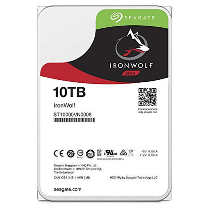 Seagate IronWolf 10TB NAS Internal Hard Drive HDD – CMR 3.5 Inch SATA 6Gb/s 7200 RPM 256MB Cache for RAID Network Attached Storage, with Rescue Service (ST10000VN0008)