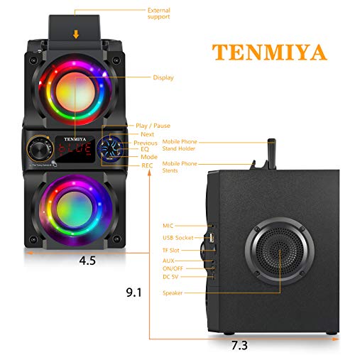 Bluetooth Speakers,40W Portable Bluetooth Speaker Dual Subwoofer,LED Colorful Light,Bluetooth 5.0 Wireless Stereo Party Speaker,10H Playtime Wireless Outdoor Boombox Speaker for Home,Camping,Travel