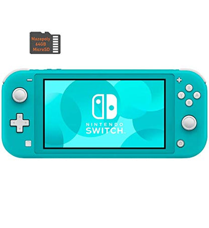 Newest Nintendo Switch Lite Game Console Bundle with 64GB Mazepoly Micro SD Card, 5.5" Touchscreen Display, Built-in Plus Control Pad, Turquoise