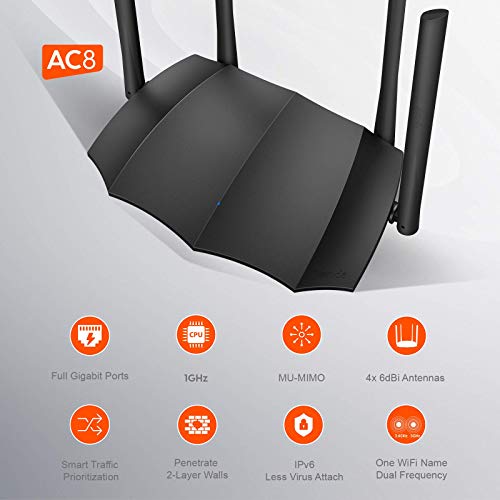 Tenda AC1200 Dual Band Gigabit Smart WiFi Router, 5Ghz High Speed Wireless Internet Router, MU-MIMO, Beamforming, Long Range Coverage by 4x6dBi Antenna, IPv6, Guest WiFi, AP Mode - 2020 New Upgraded
