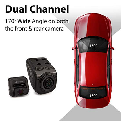 Rexing V1P Pro Dual 1080p Full HD Front and Rear 170 Degree Wide Angle Wi-Fi Car Dash Cam with Built-in GPS Logger, Supercapacitor, 2.4" LCD Screen, G-Sensor, Loop Recording, Mobile App