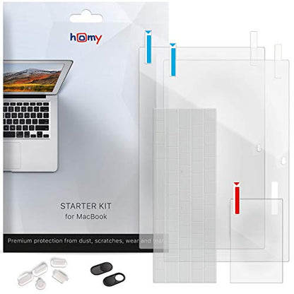 Homy Full Protection for MacBook 12 inch: 2x Screen Protector (1x Matte, 1xGlare), Ultra-Thin TPU Keyboard Cover, 2x Web Camera Sliding Cover, Dust Plugs, Trackpad Cover. Accessories for A1534 Retina.