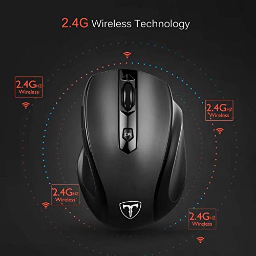 VicTsing MM057 2.4G Wireless Portable Mobile Mouse Optical Mice with USB Receiver, 5 Adjustable DPI Levels, 6 Buttons for Notebook, PC, Laptop, Computer, Macbook - Black