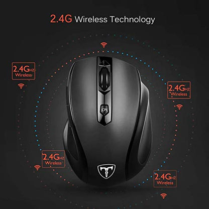 VicTsing MM057 2.4G Wireless Portable Mobile Mouse Optical Mice with USB Receiver, 5 Adjustable DPI Levels, 6 Buttons for Notebook, PC, Laptop, Computer, Macbook - Black