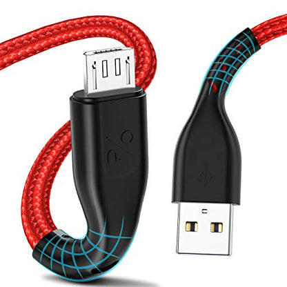 Micro USB Cable 10Ft,(3Pack) Cabepow Android Charger Cable, Durable Premium Nylon Braided Phone Charging Cord for Samsung Galaxy S7 Edge S6 S5 S2 J7 J7V J5 J3 J3V J2, LG K40 K20, Moto E4(Red)