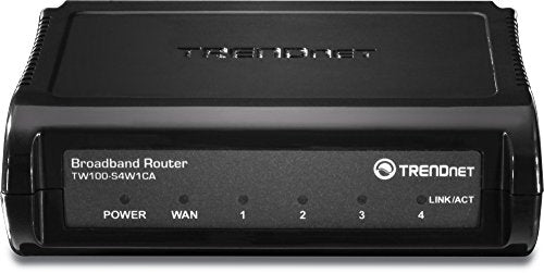 TRENDnet 4-Port Broadband Router,TW100-S4W1CA, 4 x 10/100 Mbps Half/Full Duplex Switch Ports, Instant Recognizing, Remote Management,