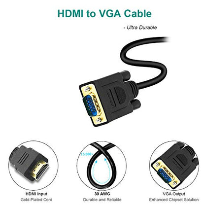 HDMI to VGA, Benfei Gold-Plated HDMI to VGA 6 Feet Cable (Male to Male) Compatible for Computer, Desktop, Laptop, PC, Monitor, Projector, HDTV, Raspberry Pi, Roku, Xbox and More