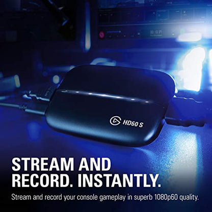 Elgato HD60 S Capture Card 1080p 60 Capture, Zero-Lag Passthrough, Ultra-Low Latency, PS5, PS4, Xbox Series X/S, Xbox One, Nintendo Switch, USB 3.0