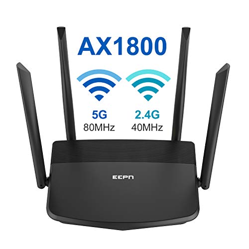 ECPN WiFi 6 Router AX1800 Wireless WiFi Router, 5 Ghz Dual-Band Smart Gaming Router, Wireless Router with Mesh WiFi Support, OFDMA, MU-MIMO and Beamforming 802.11AX WiFi Router for Large Home