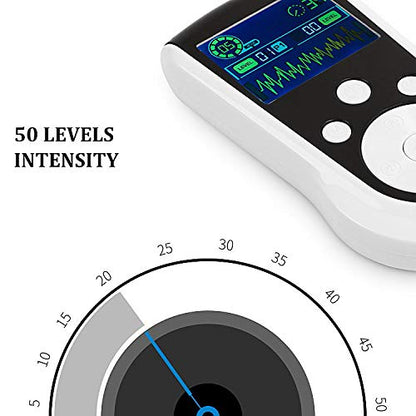 Rechargeable TENS Unit Machine - Electrical Muscle Stimulator for Pain Relief & Arthritis & Muscle Strength - Medical Body Massager to Relax and Relieve Shoulders, Low Back, Ab's, Legs, Knee .etc