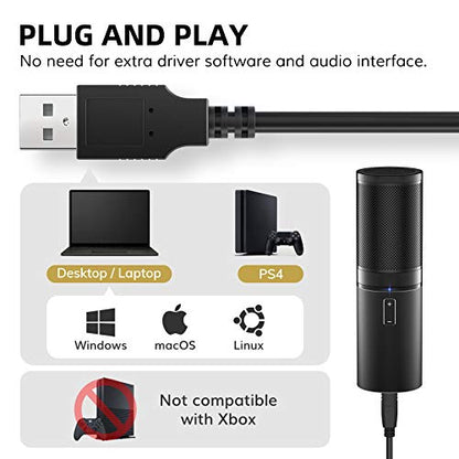 TONOR USB Microphone Kit, Streaming Podcast PC Condenser Computer Mic for Gaming, YouTube Video, Recording Music, Voice Over, Studio Mic Bundle with Adjustment Arm Stand, Q9