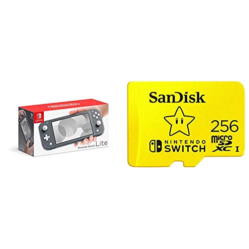 Nintendo Switch Lite - Gray with SanDisk 256GB MicroSDXC UHS-I Card for Nintendo Switch