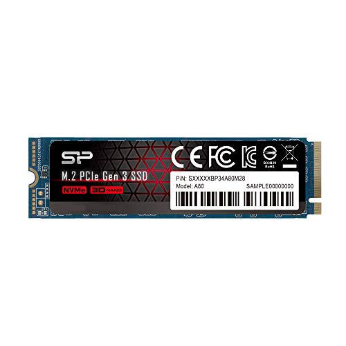 Silicon Power 512GB NVMe M.2 PCIe Gen3x4 2280 TLC R/W up to 3,400/2,300MB/s SSD (SU512GBP34A80M28AB)