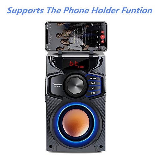 Bluetooth Speakers, Wireless Speaker with Impressive Sound, Booming Bass, Wireless Stereo Pairing, Portable Speaker with Party Light, Support Remote Control FM Radio for Phone Computer PC Home TV