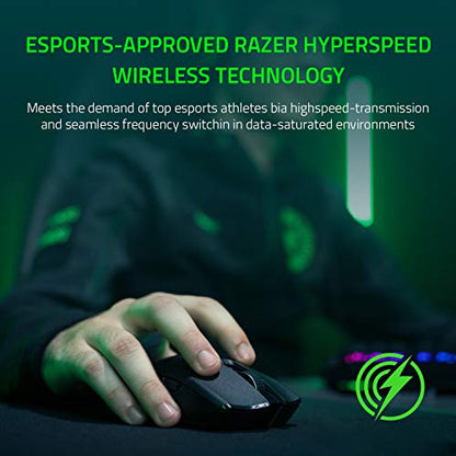 Razer Viper Ultimate Hyperspeed Lightest Wireless Gaming Mouse & RGB Charging Dock: Fastest Gaming Mouse Switch - 20K DPI Optical Sensor - Chroma Lighting - 8 Programmable Buttons - 70 Hr Battery