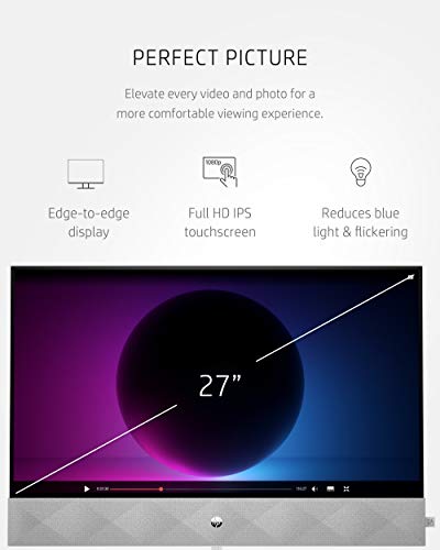 HP 27 Pavilion All-in-One PC, 10th Gen Intel i7-10700T Processor, 16 GB RAM, Dual Storage 512 GB SSD and 1TB HDD, Full HD IPS 27 Inch Touchscreen, Windows 10 Home, Keyboard and Mouse (27-d0072, 2020)