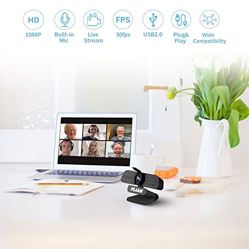 Flian Webcam with Microphone, 2K Webcam Viewing Angle 115 Degrees, PC Laptop Desktop USB Streaming Webcams, Built-in Dual Noise Reduction Mics, Computer Camera for Video Calling, Conferencing, Gaming