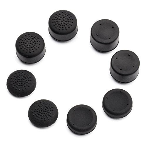 VizGiz 8PCS Enhanced Height Rubber Silicone Cap Thumbstick Thumb Stick Covers Case Skin Joystick Grip Grips For Sony PlayStation 4 PS PS4 Accessories Games Wireless Controller Pro ( Black 4 Pair )