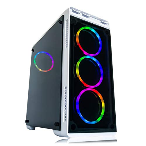 Gaming PC White Desktop Computer Intel i5 3.10GHz,8GB Ram,1TB Hard Drive, Windows 10 pro, WiFi Ready, Video Card Nvidia GTX 650 1GB, 4 RGB Fans