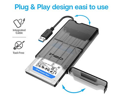 ineo 2.5 inch USB 3.0 Tool-Less External Hard Drive Enclosure for 9.5mm & 7mm SATA HDD SSD with UASP Supported - [T2573]