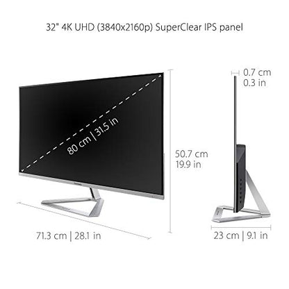 ViewSonic VX3276-4K-MHD 32 Inch Frameless 4K UHD Monitor with HDR10 HDMI and DisplayPort for Home and Office,Gray