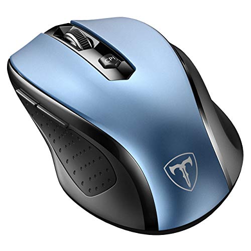 VicTsing Wireless Mouse, 2.4G 2400DPI Ergonomics Cordless Mouse with USB Receiver, Finger Rest, 5 Adjustable DPI Levels, Mobile USB Mice for Chromebook Notebook MacBook Laptop Computer PC, Blue