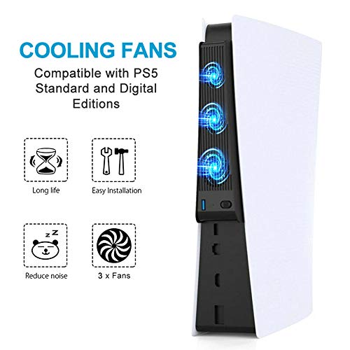 MasBekTe PS5 Cooling Fan PlayStation 5 External USB Cooler System for Digital & Standard Edition Consoles