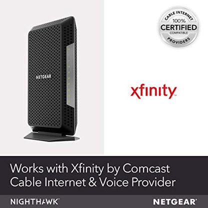 NETGEAR Nighthawk Cable Modem with Voice CM1150V - For Xfinity by Comcast Internet & Voice | Supports Cable Plans Up to 2 Gigabits | 2 Phone Lines | 4 x 1G Ethernet Ports | DOCSIS 3.1