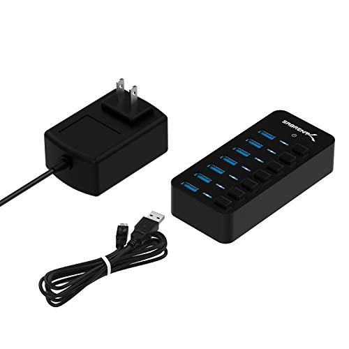 Sabrent 36W 7-Port USB 3.0 Hub with Individual Power Switches and LEDs Includes 36W 12V/3A Power Adapter (HB-BUP7)