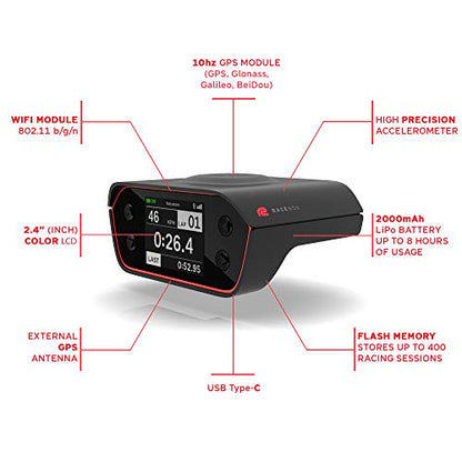 RaceBox 10Hz GPS Based Performance Meter Box with Mobile App - Car Race Lap Timer and Drag Meter - Racing Accelerometer Data Logger