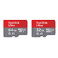 SanDisk 64GB and 32GB Ultra microSD UHS-I Memory Card with Adapter Bundle