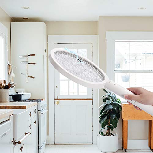 Lanpuly Bug Zapper Mosquito Killer USB Rechargeable Electric Fly Swatter Racket Zap for Home, Outdoor, Pest Insects Control, Led Light w/Base,4000v Double Layers Mesh Safety Protection Safe to Touch